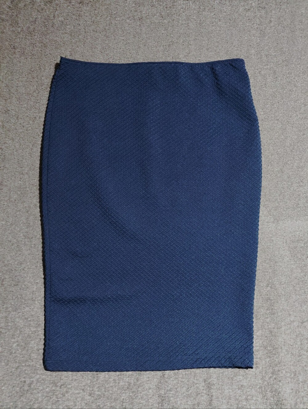 Navy Blue Textured Stretch Pencil Skirt Sz L